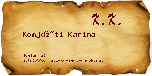 Komjáti Karina névjegykártya